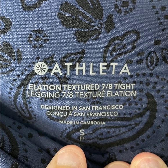 Athleta Like New Elation Textured 7/8 Tight Leggings Navy Floral Boho Size Small - Picture 8 of 11